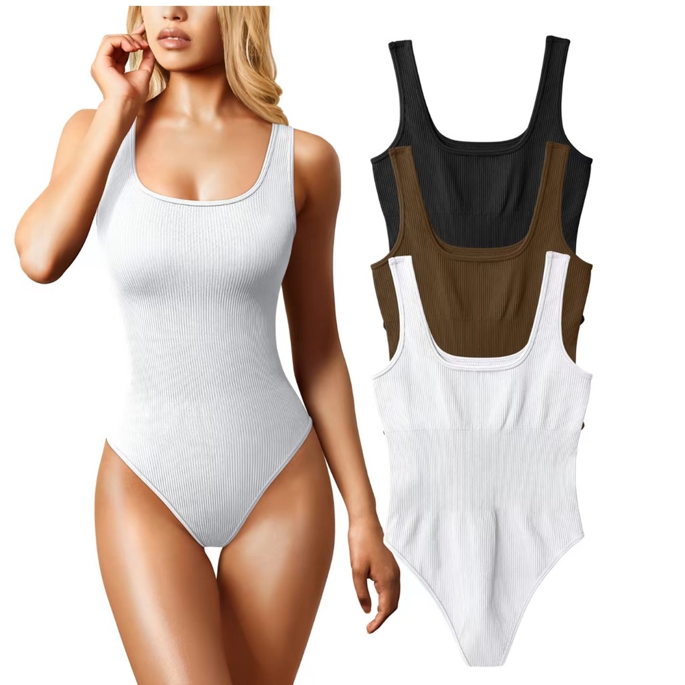 3 Pack Hot Summer Snatching Bodysuits Ribbed Medium NWOT